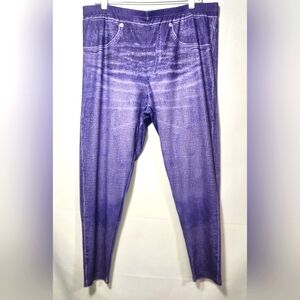 ⚡️🛍 4/$20 🛍 Purple Denim Print Leggings-Size 4XL (fits Like Size 20)- NWOT
